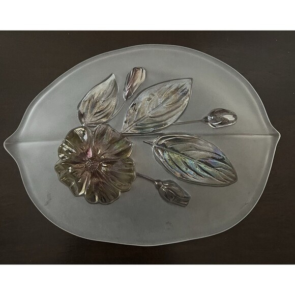 Vintage Mikaso Calypso Footed Frosted Footed Floral Platter 11" - Picture 3 of 4